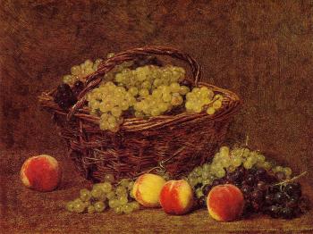 Henri Fantin-Latour : Basket of White Grapes and Peaches